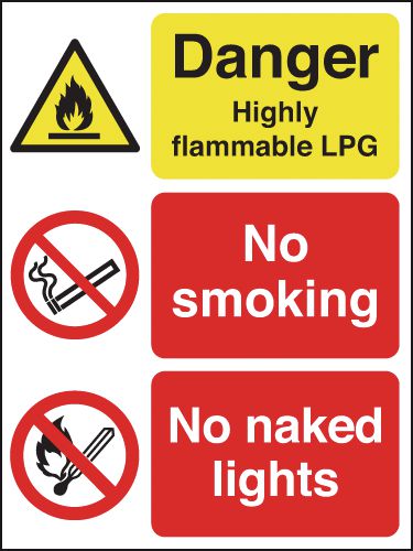 Danger Highly Flammable LPG No Smoking Outdoor Signs Seton