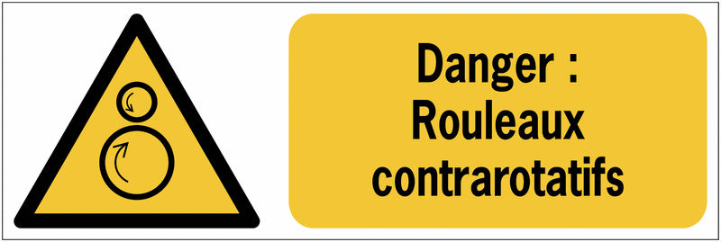 Panneaux ISO 7010 Horizontaux Danger Rouleaux Contrarotatifs W025 Seton