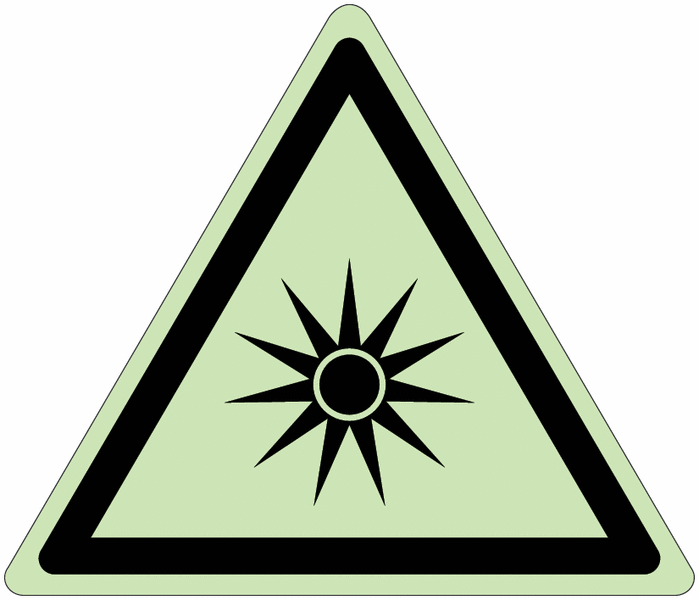 Señal fotoluminiscente en aluminio ISO 7010 Peligro por radiación