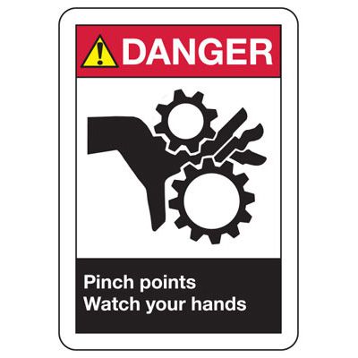 Ansi Danger Sign Pinch Points Watch Your Hands Emedco