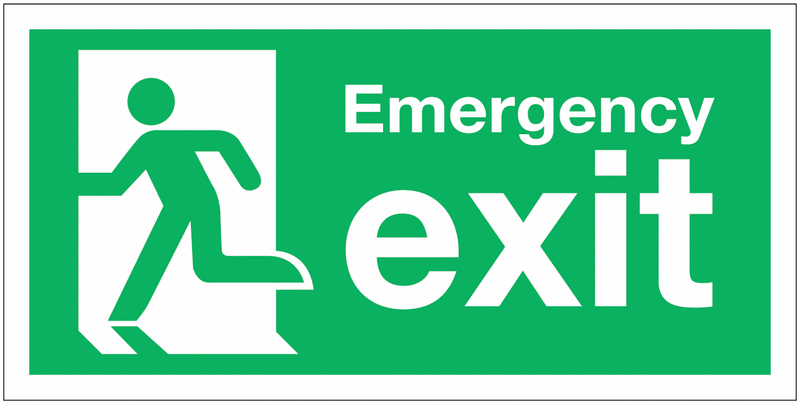 Emergency Run Sign Emergency Fire Exit Running Man Left Sign | Seton
