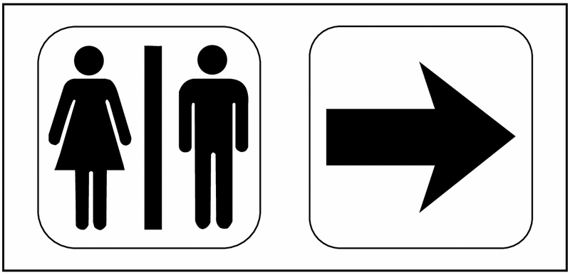 Produktbild von Unisex Toiletten-Wegweiser Schild Aus Acryl 30x10 Cm – Selbstklebend Mit Pfeilen Für Büro, Restaurant, Einkaufszentrum