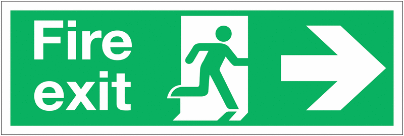 Fire Exit Running Man & Arrow Right Sign