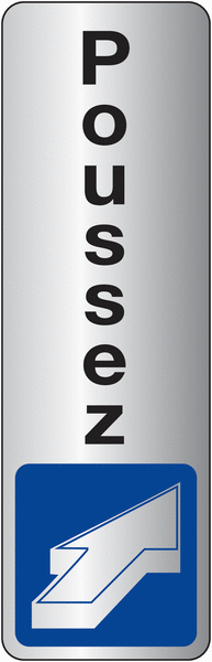 Plaque TIREZ en aluminium brossé - SIGNALETIQUE.BIZ FRANCE - Réf. Q0136