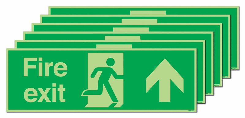 Fire Go Sign 6-Pack Nite-Glo Running Man Arrow Up Fire Exit Signs | Seton