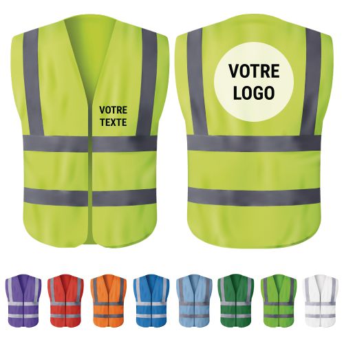 Gilet haute visibilité avec marquage personnalisable de 10 à 49 unités