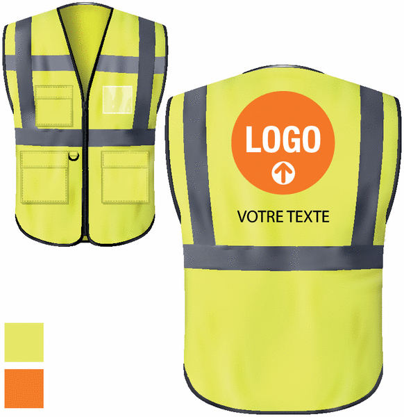 Gilet haute visibilité multipoche personnalisable en ligne