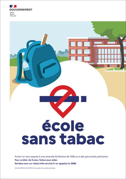 Panneau Interdit de fumer Espace Sans Tabac - Ecole