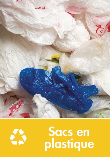 Panneau tri sélectif recyclage des sacs en plastique