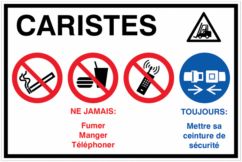 Etiquette pour vehicules Ceinture de securite obligatoire Seton