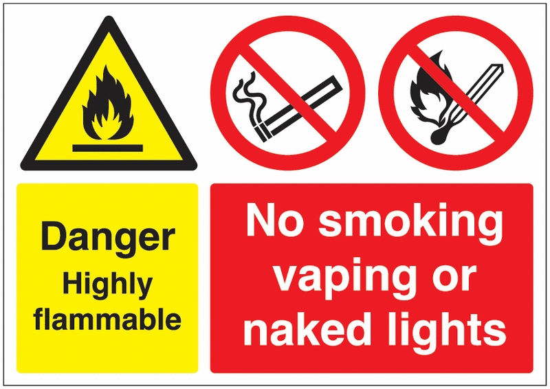 Danger Highly Flammable/No Smoking/No Vaping Sign Seton