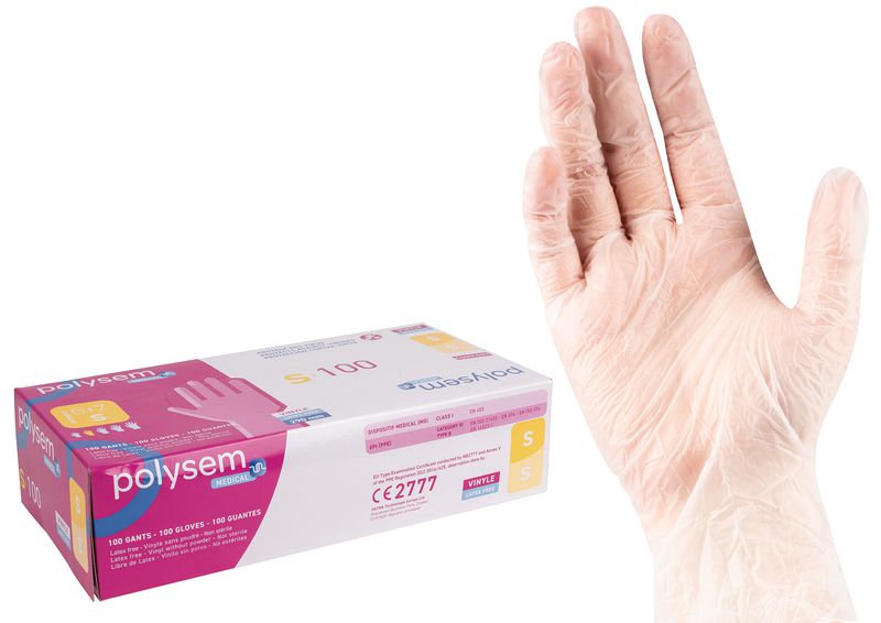 Gants Polysem en vinyle non poudrés à manchette longue