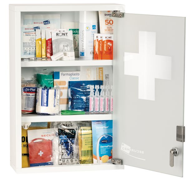 Armoire à pharmacie Fédération Arts Martiaux 1 porte vitrée - garnie