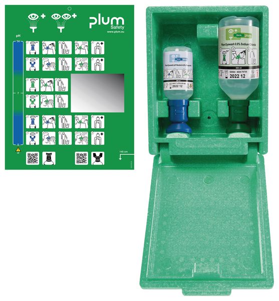 Coffret lavage oculaire Plum 500 ml NaCl + 200 ml pH Neutral