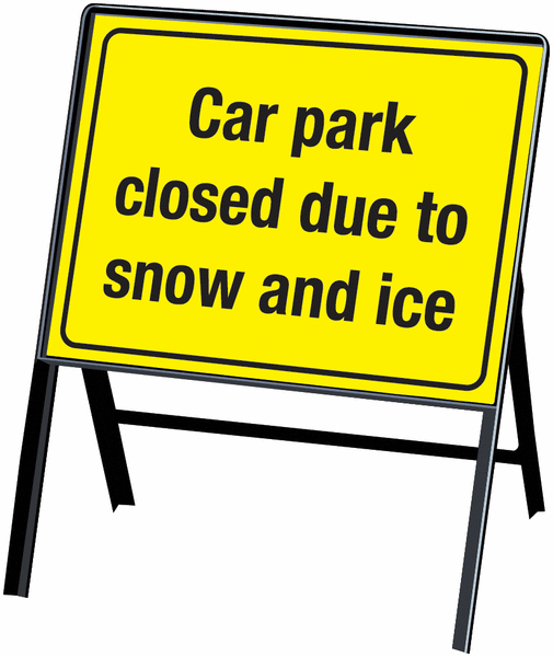 Car Park Closed Due To Snow And Ice Stanchion Sign | Seton