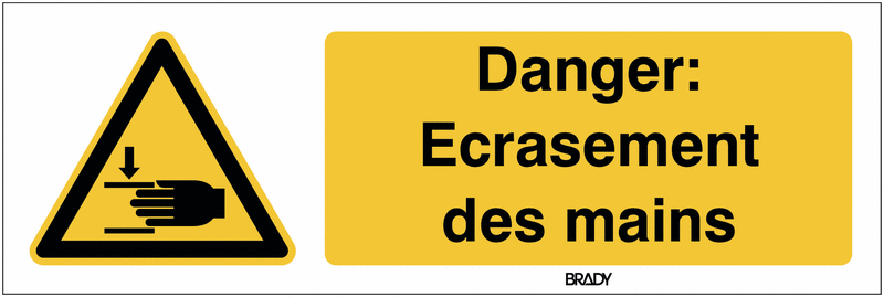 Autocollant ToughWash® ISO 7010 - Danger : Ecrasement des mains - W024 ...
