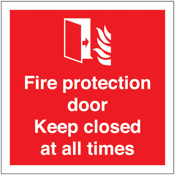 3 Adesivi Porta Tagliafuoco – Keep Locked Shut – 10x10 Cm – Norma EN ISO 7010
