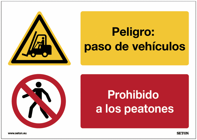 Señales combinadas ISO 7010 - Peligro: Paso de vehículos - Prohibido a ...