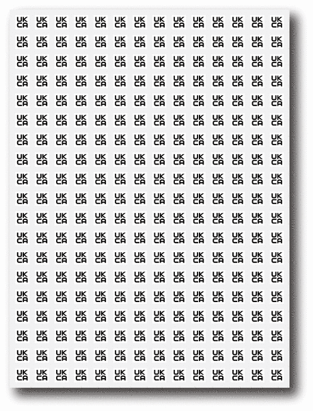 Ukca Stickers UKCA Labels 10mm x10mm. Sheet - 266 Self-Adhesive Labels | Seton