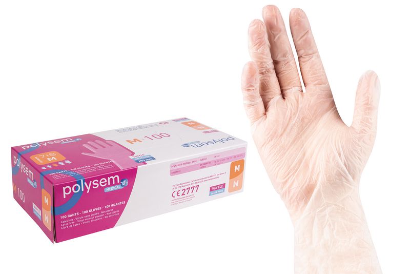 Gants Polysem en vinyle non poudrés à manchette longue