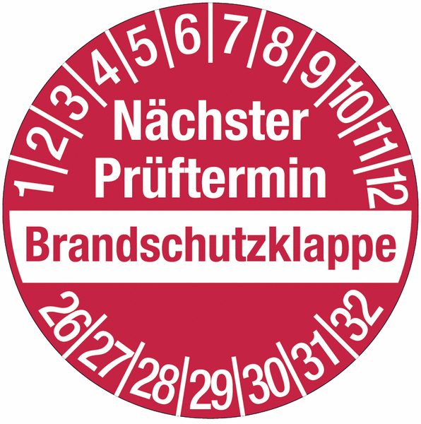 Produktbild von Mehrjahres-Prüfplaketten 2026-2031 – 30 Mm, 1.000 Stück Auf Rolle, Rot-weiß, Polyethylen