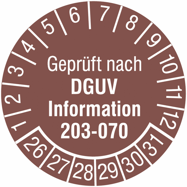 Prüfplaketten DGUV V3, DIN VDE Termin Prüfung Elektro Betriebsmittel :20- 50mm