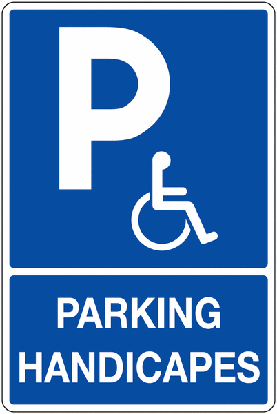 Panneau De Parking Réservé Aux Handicapés Avec Mise En Fourrière - H 150 X L 450 Mm - Alu Dibond 3 Mm - Plaque Signalétique