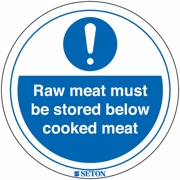 Raw Meat Must Be Stored Below Cooked Meat Sign (With Symbol) | Seton