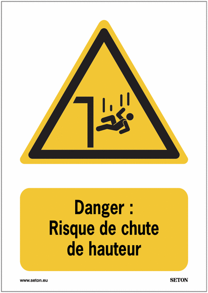 Panneau Danger: Risque de chute de hauteur A2/A3/A4 Seton