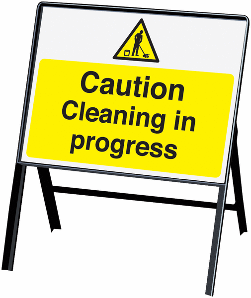 Caution Cleaning In Progress Stanchion Sign | Seton