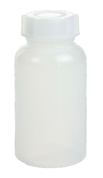 DKBT Lot De 4 Bouteilles Plastique Col Large 125 Ml – PEHD Translucide, Anti-Fuite, Idéal Échantillons, Labo, Aliments