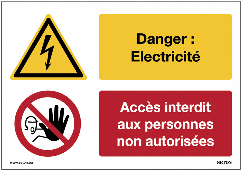 Panneau duo ISO 7010 Danger électrique - Accès interdit | Seton