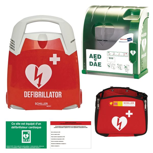 Pack DEA / DSA FRED® PA-1 + housse + panneau + armoire + étiquette de maintenance