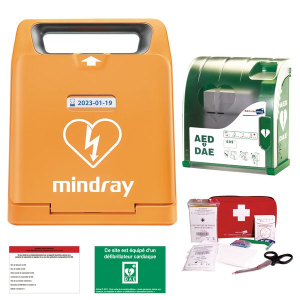 Pack DEA Mindray C1A avec armoire Aivia + signalétique + kit de réanimation + étiquette de maintenance