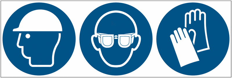 Kopschutz/Augenschutz/Handschuhe benutzen - Mehrsymbolschilder, ASR  A1.3-2013, DIN EN ISO 7010 online kaufen | SETON