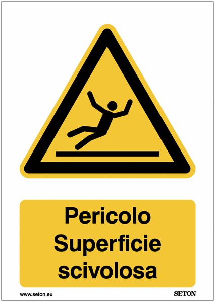 Cartelli ISO 7010 A3/A4/A5 - Pericolo Superficie scivolosa - W011