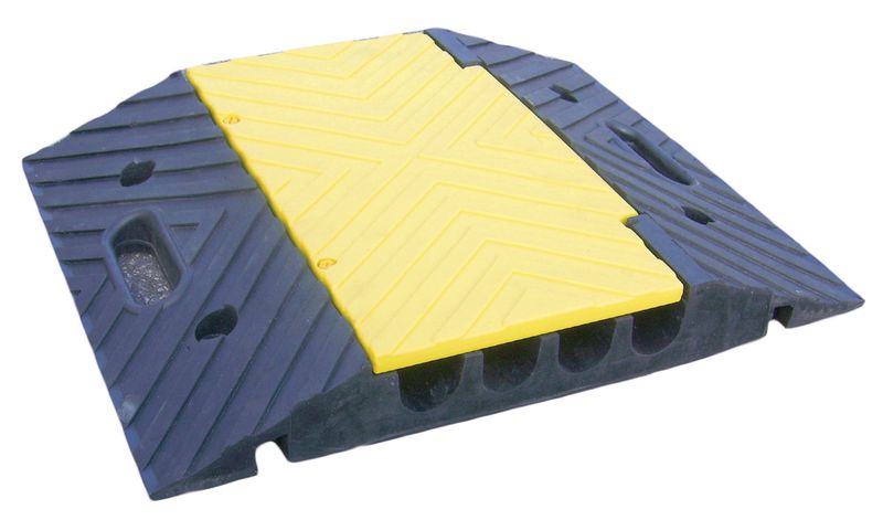 Protection Câble Sol 2m 3 Canaux - Cache Câble Caoutchouc Noir Jaune - Anti Trébuchement