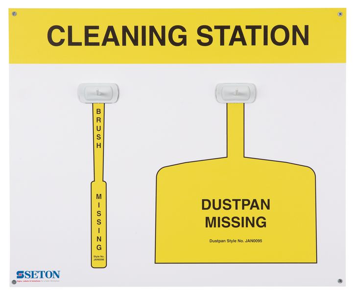 Dustpan and Brush Cleaning Station Shadow Board | Seton