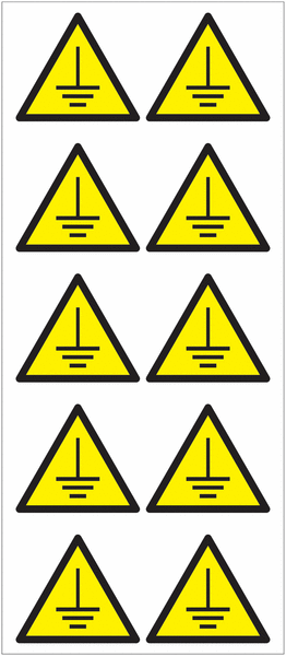 Warning Earth Terminal Symbol Sheet of Vinyl Labels | Seton