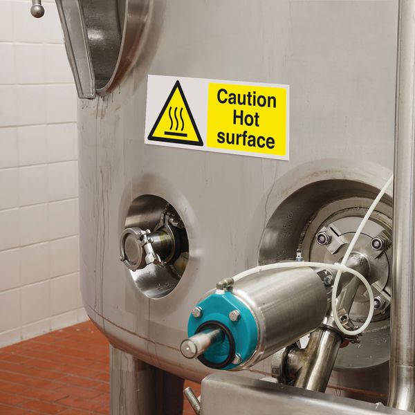 Rundes Warnschild "Caution Hot Surface" Von Signs ByLITA | 15,2x20,3 Cm | Selbstklebend