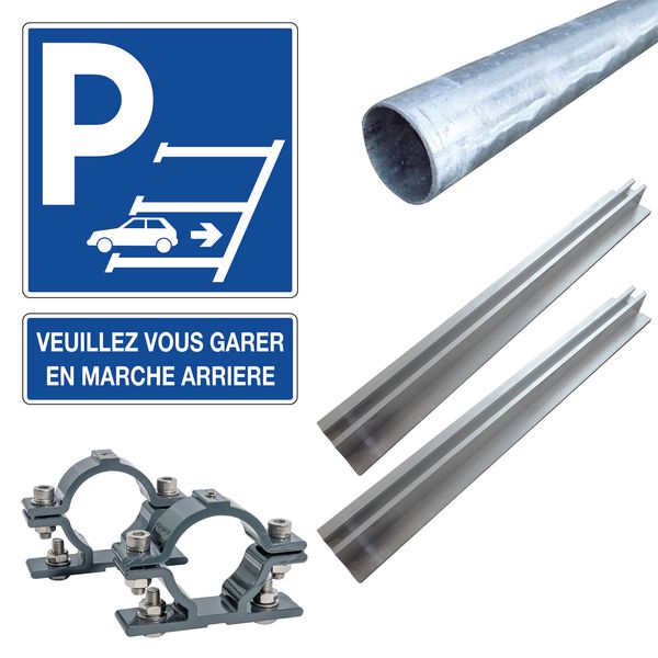 Panneau Parking Marche Arrière Obligatoire - Signalisation Claire Aluminium 2 Mm 450x450 Mm