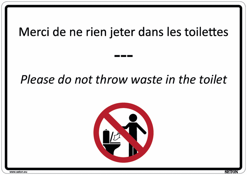 Panneaux WC Merci de ne rien jeter dans les toilettes Homme ou Femme Seton