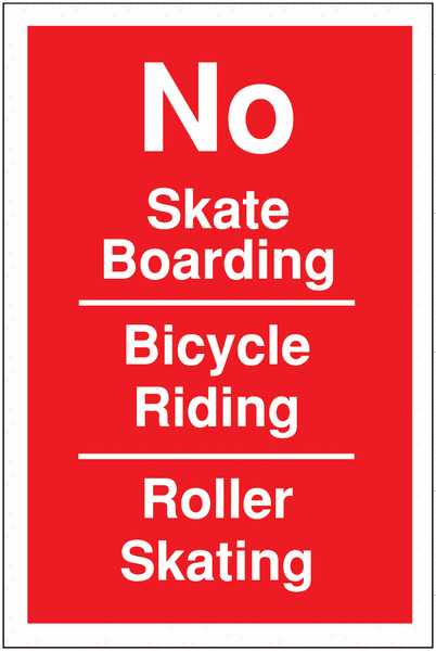 No Skateboarding / Bicycle Riding / Rollerskating Sign | Seton