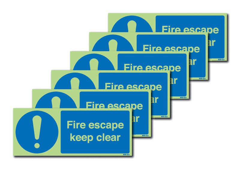 V Safety Emergency Exit/Keep Clear Sign - 300mm X 100mm - 1mm Rigid Plastic