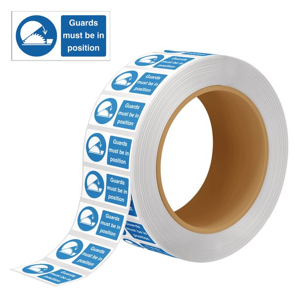 Guards Must Be in Position - Vinyl Labels On-a-Roll | Seton