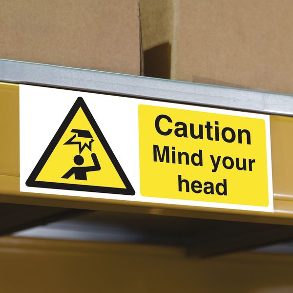 Vorsicht Mind Your Head Aufkleber 200x60 Mm – Vinyl-Warnschild Wasserdicht Fürs Büro