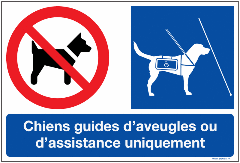 Autocollant Chiens interdits sauf guides d'aveugles