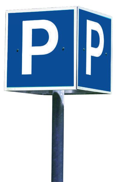 Cartello per parcheggio - Riservato - in PVC con palo