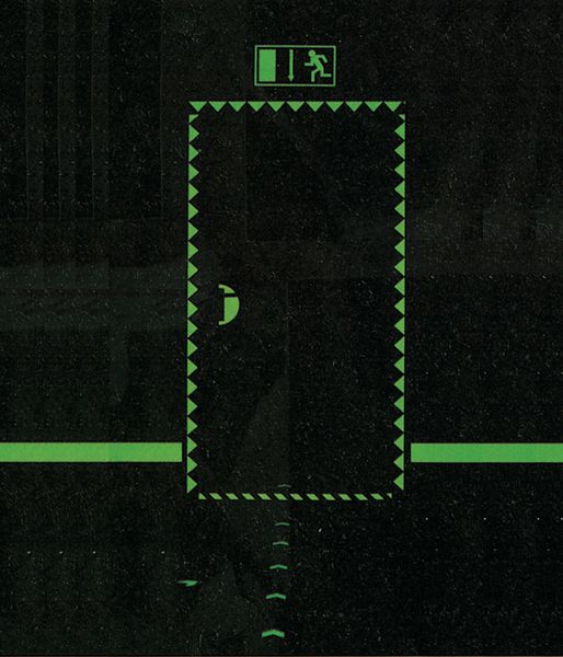 PANNEAU EXIT FLECHE VERS LA GAUCHE PHOTOLUMINESCENT  B0436 980 X 350 Mm Matiere Pvc 94426770