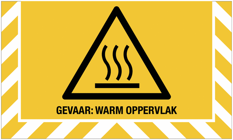 W017 Vloermarkering met tekst - Gevaar: warm oppervlak - W017 | Seton